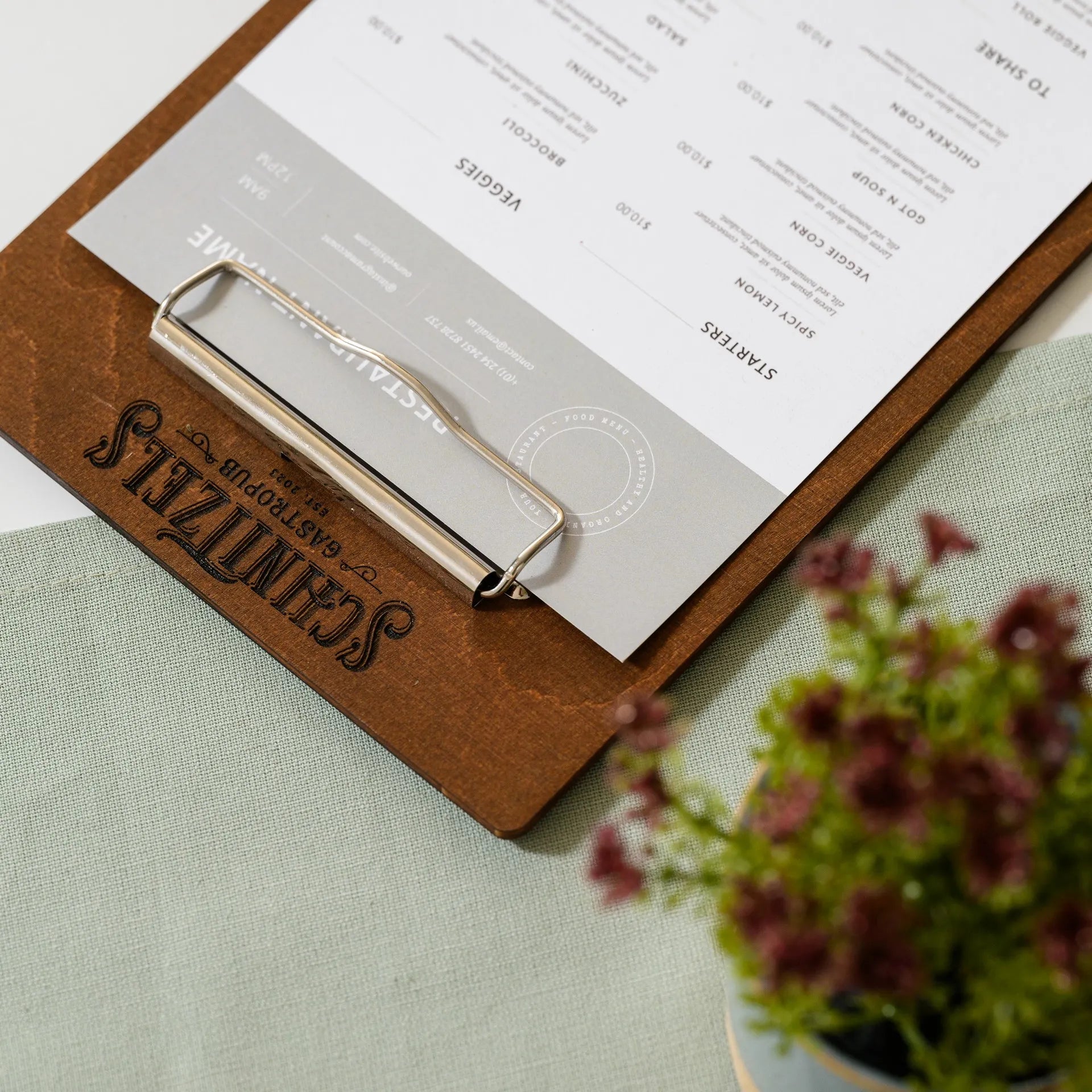 Wooden Menu Board with Binder (P08A5)