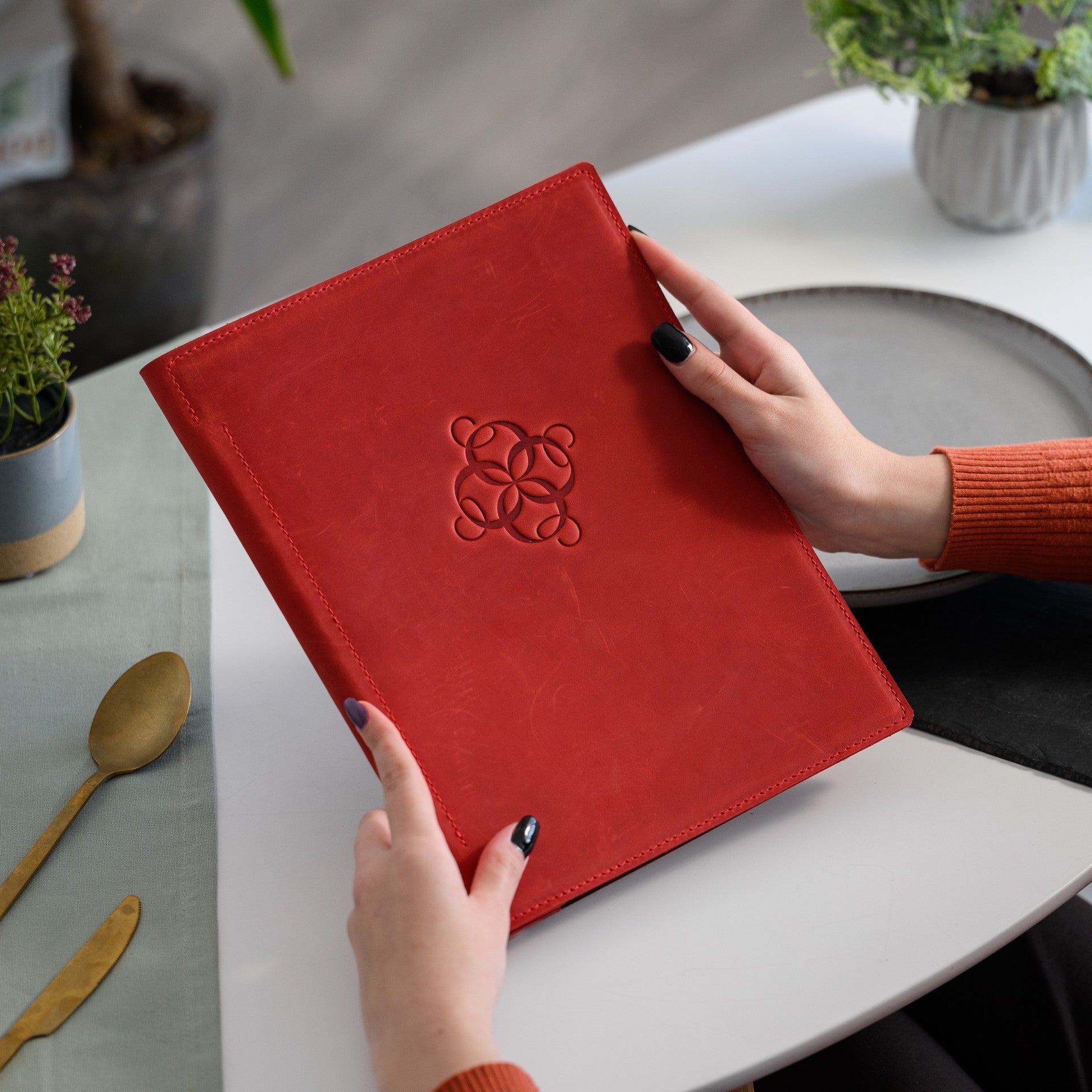 Premium Leather Restaurant Menu Folder, exuding elegance and quality in every detail.