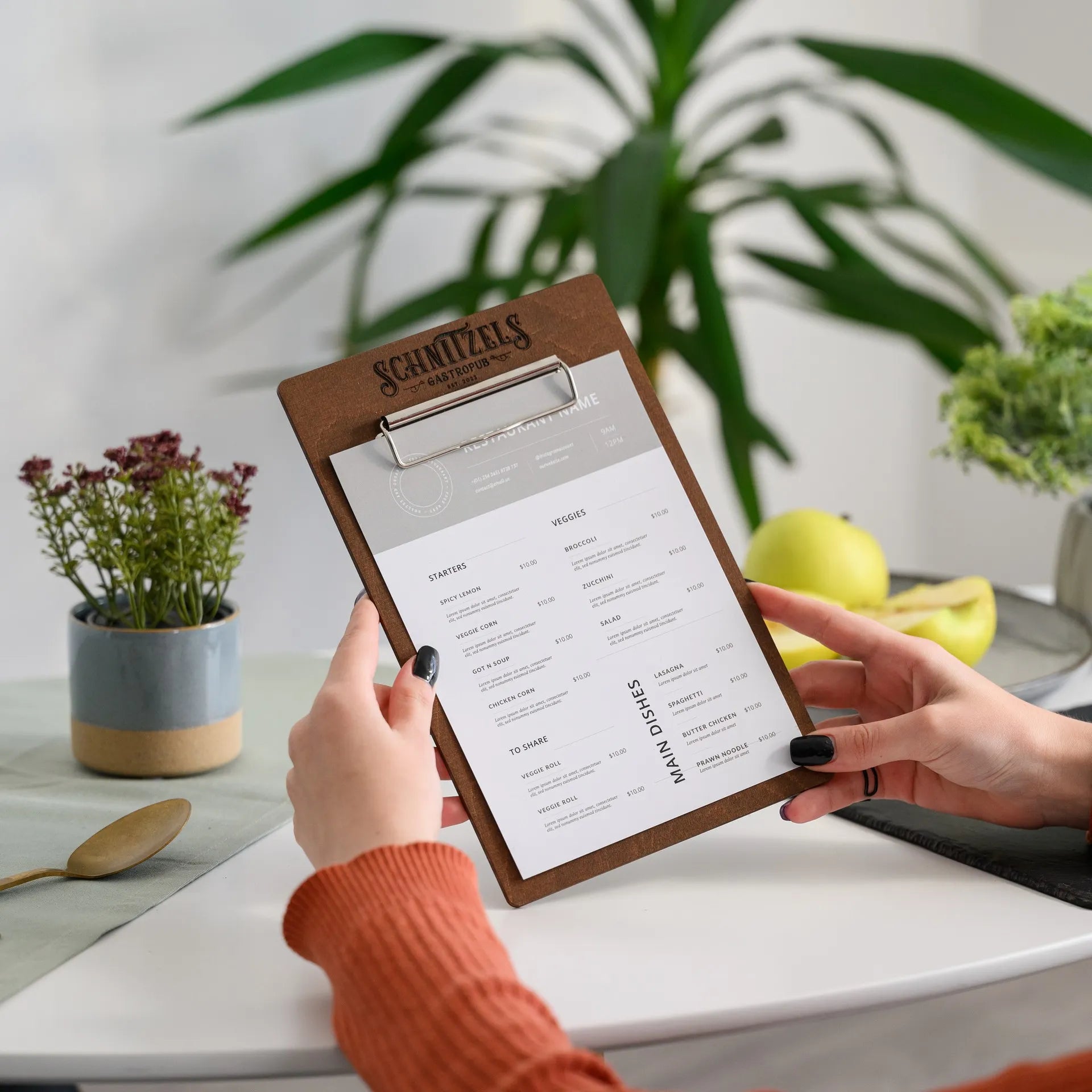 Wooden Menu Board with Binder (P08A5)