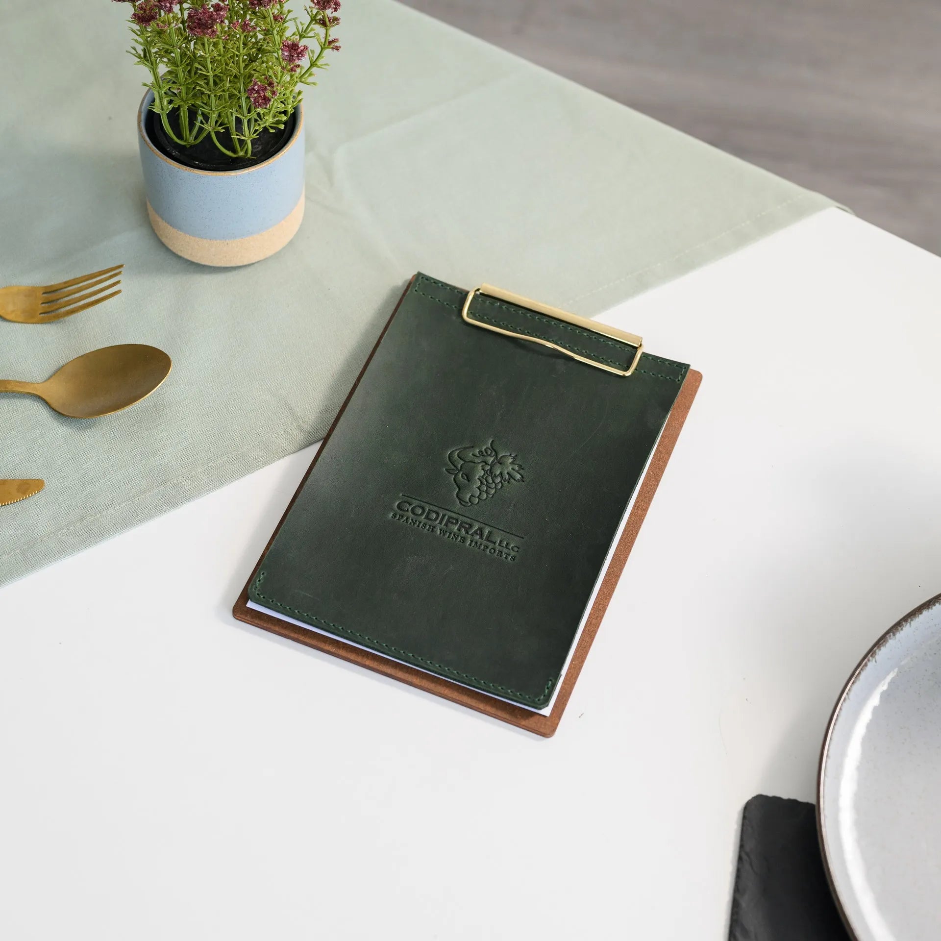Menu Clipboard with Leather Cover: Combines style and practicality for elegant menu presentation.