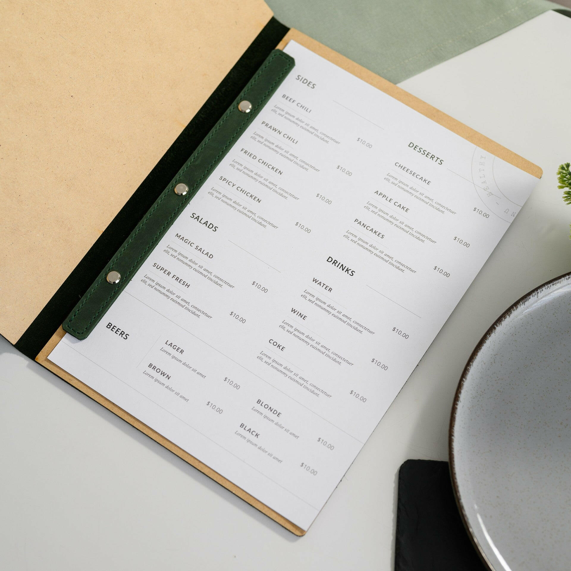 Refined Display: Impress your guests with our letter-sized menu holder, perfect for showcasing your drink selection with elegance and style.