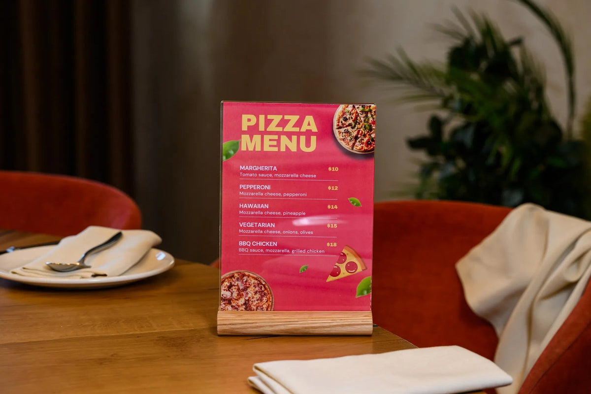 Acrylic Menu Holder on Oaken Stand for A5 or Half Letter sheets (TT423A5) - inkohoreca - shop