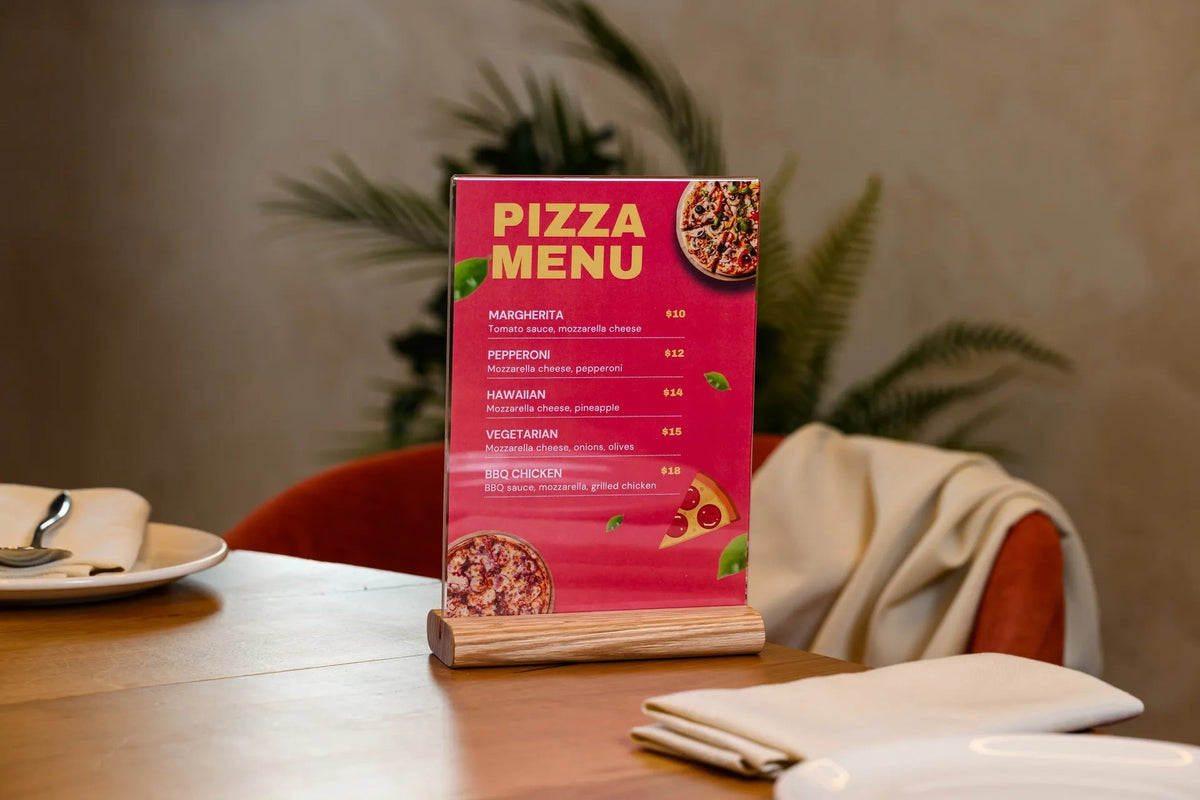 Acrylic Menu Holder on Oaken Stand for A5 or Half Letter sheets (TT423A5) - inkohoreca - shop