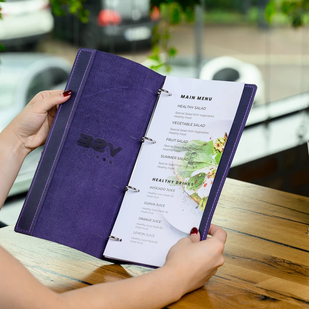 Basic Leather Wine List Holder with Ring Binder Mechanism in Crazy Horse Leather (LM01A6) - inkohoreca - shop