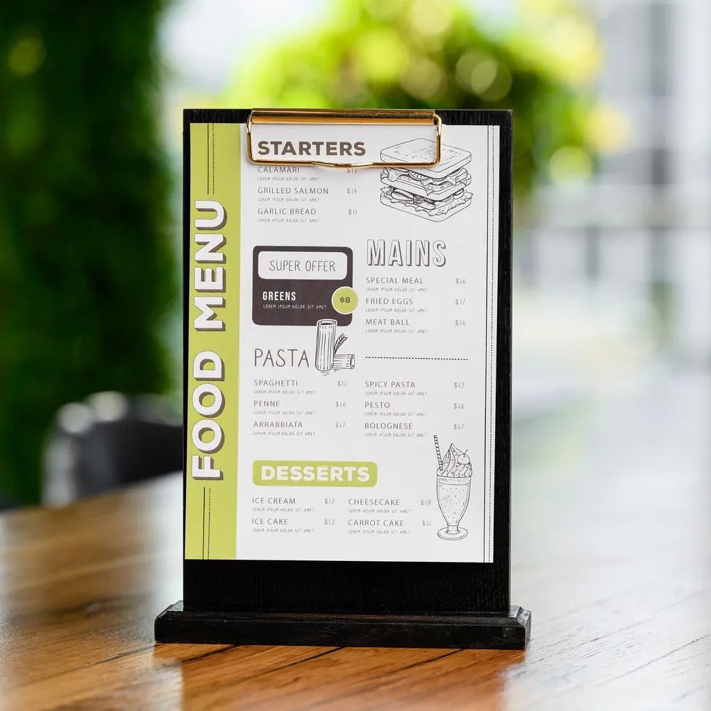 Menu Folder Stand Menu Holders for Restaurants – Premium Tabletop Displays