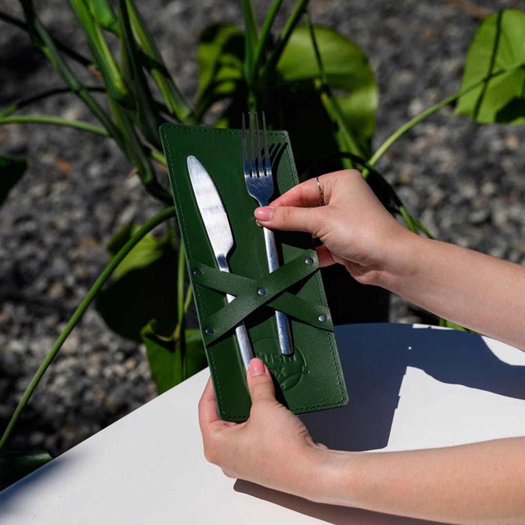 Capri Leather Cutlery Holder with Two Straps Fixing (LC01) - inkohoreca - shop