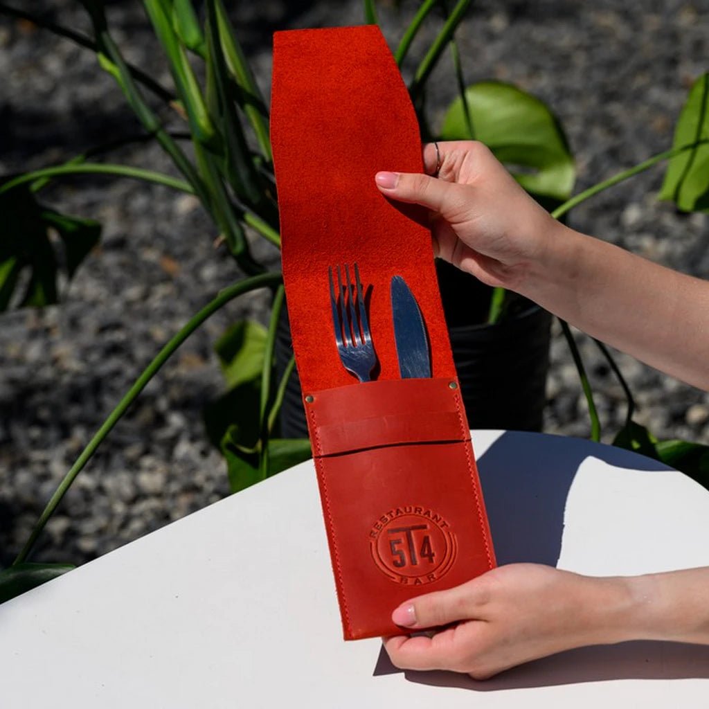 Crazy Horse Leather Cutlery Holder with fixing strap (LC07) - inkohoreca - shop