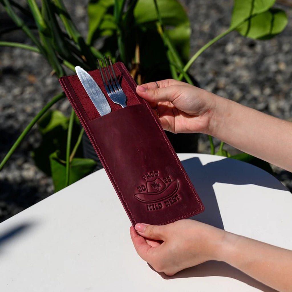 Crazy Horse Leather Cutlery Holder with One Long Pocket (LC06) - inkohoreca - shop