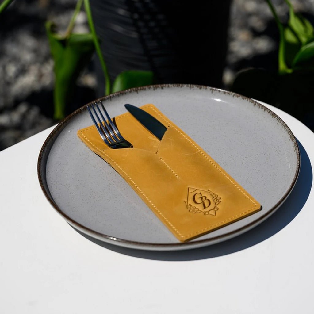 Crazy Horse Leather Cutlery Holder with Two Sections (LC03) - inkohoreca - shop