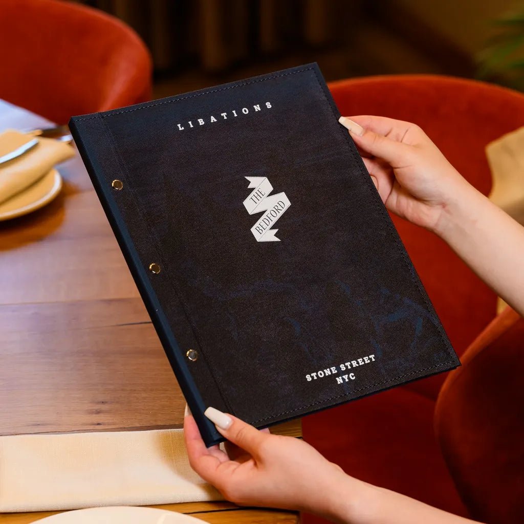 Custom Faux Menu Cover in Blue color (FM11A2-N) - inkohoreca - shop