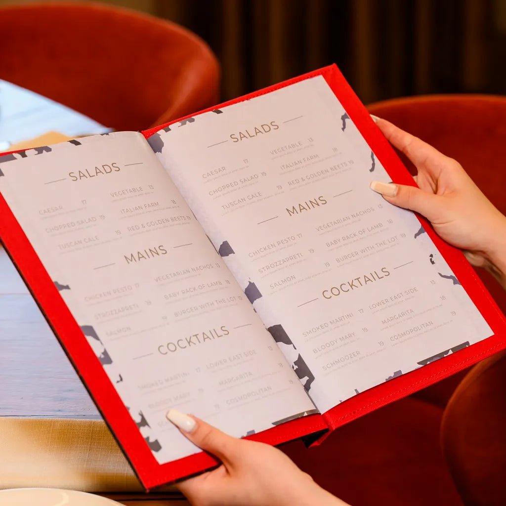 Custom Faux Menu Cover in Red color (FM11A2-N)