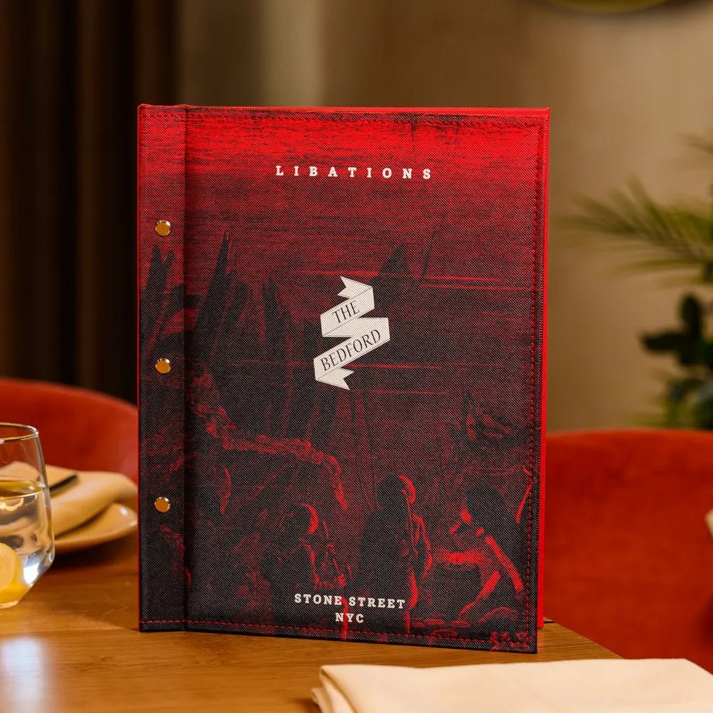 Custom Faux Menu Cover in Red color (FM11A2-N) - inkohoreca - shop