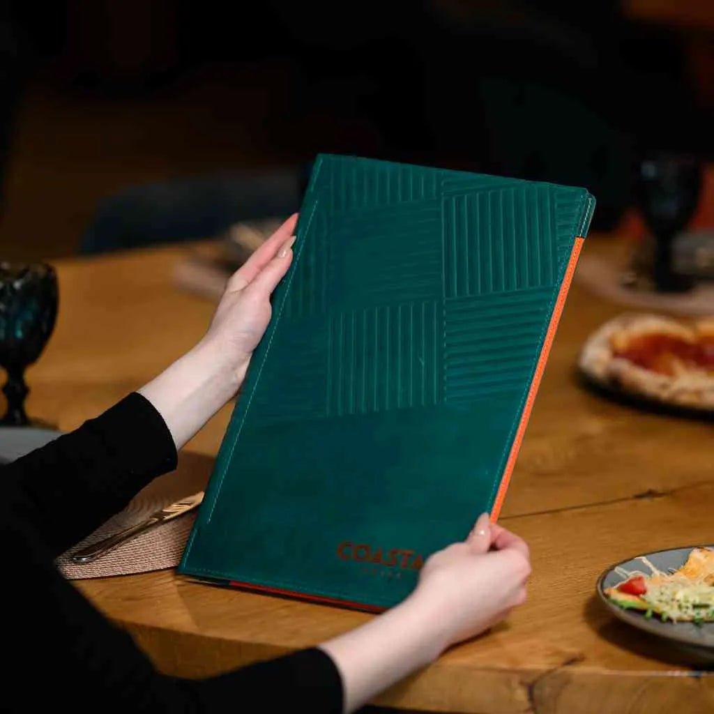 Custom Luxe Leather Menu Cover with Massive Embossing - inkohoreca - shop
