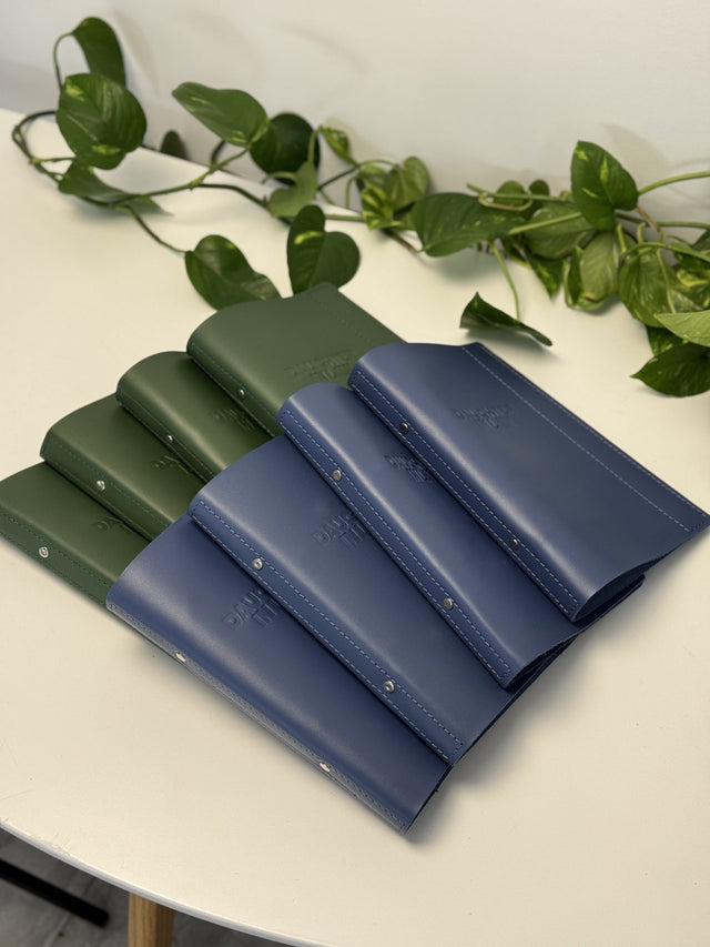 Capri leather menu folders, blind embossing for Daughter In Law