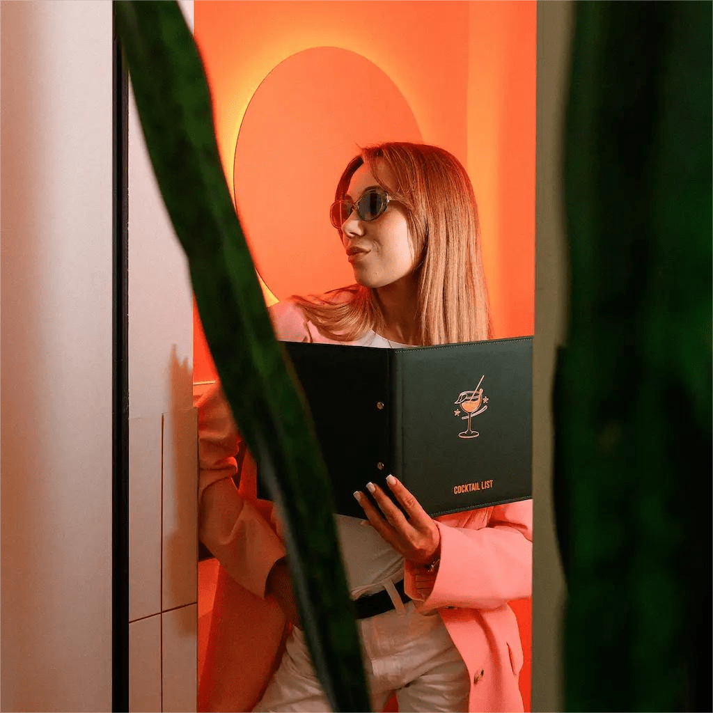 Faux leather menu cover designed for restaurants, cafés, and bars with a clean and professional presentation.