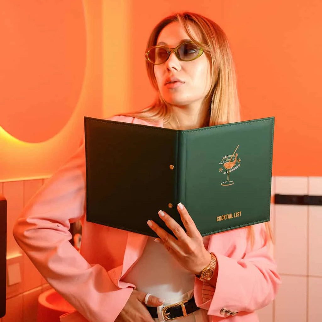 Durable faux leather menu cover crafted for everyday restaurant service and stylish table presentation.