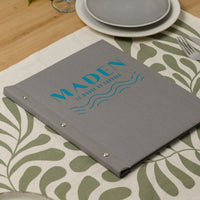 Fabric Menu Cover with Plastic Sleeves – Screw Post Binding, Custom Logo Print (TM01)
