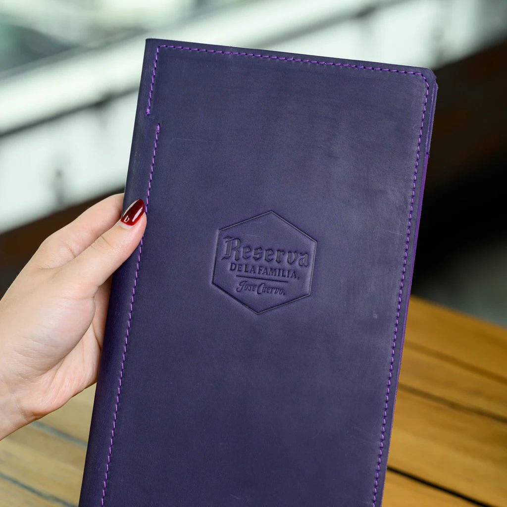 Hardcover Leather Menu Folder with Corner Mountings (LM08A6) - inkohoreca - shop