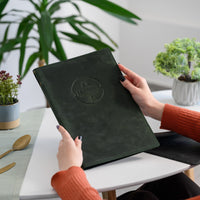 Hardcover Leather Menu Cover with Elastic Band for A3 sheet (17"x11") folded in a half (LM09A4)
