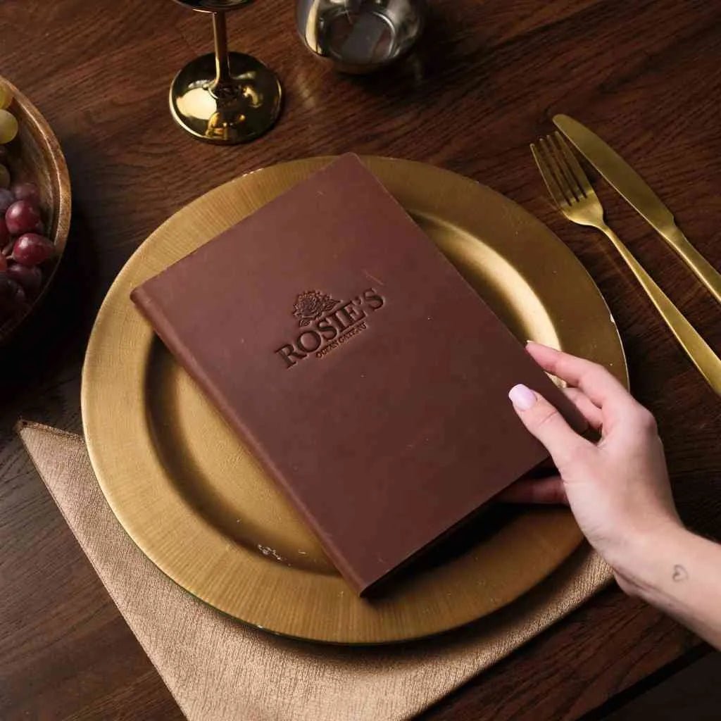 Hardcover Leather Menu Folder with HDF base suitable for US Half Letter / A5 Sheets (LM13A5) - inkohoreca - shop