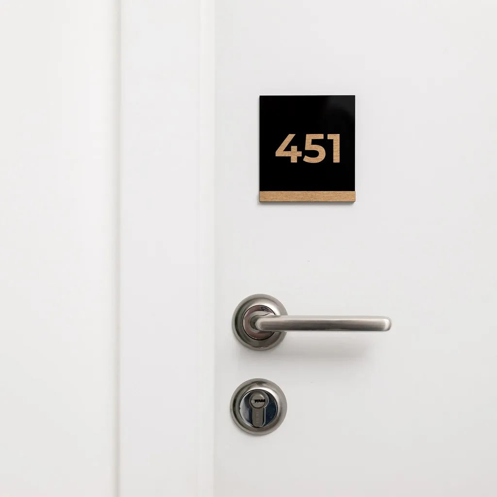 Door Sign with Acrylic base and Plywood numbers - inkohoreca - shop