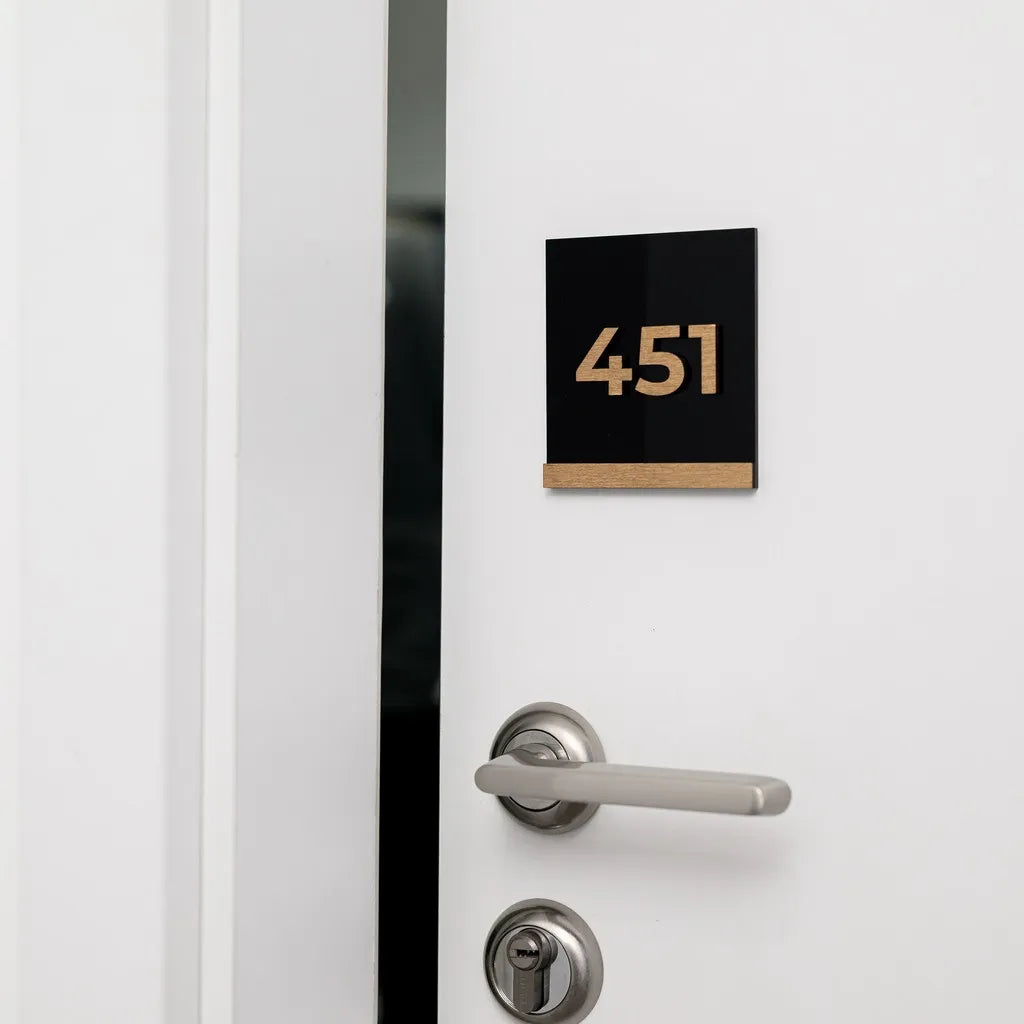 Door Sign with Acrylic base and Plywood numbers - inkohoreca - shop