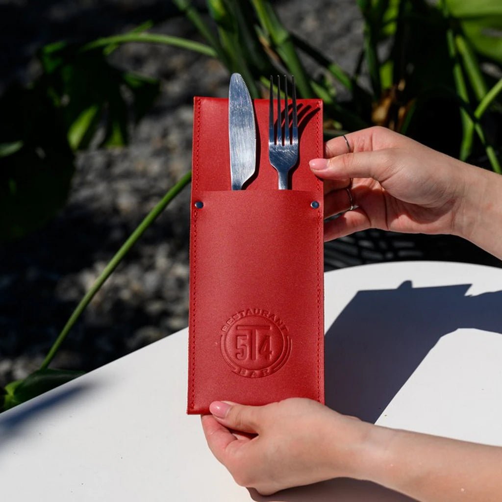 Leather Cutlery Holder in Capri leather (LC04) - inkohoreca - shop