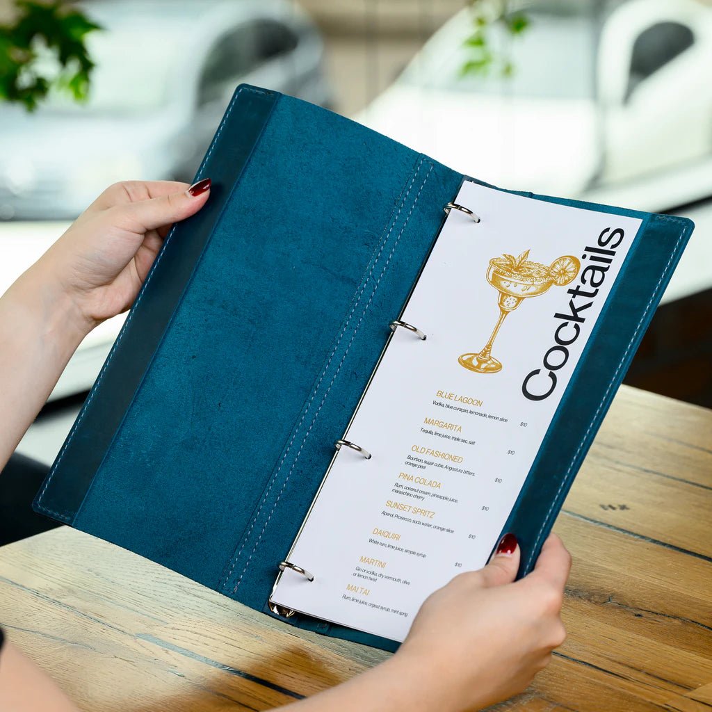 Leather Menu Folder with Ring Binder Mechanism (LM04A6) - inkohoreca - shop