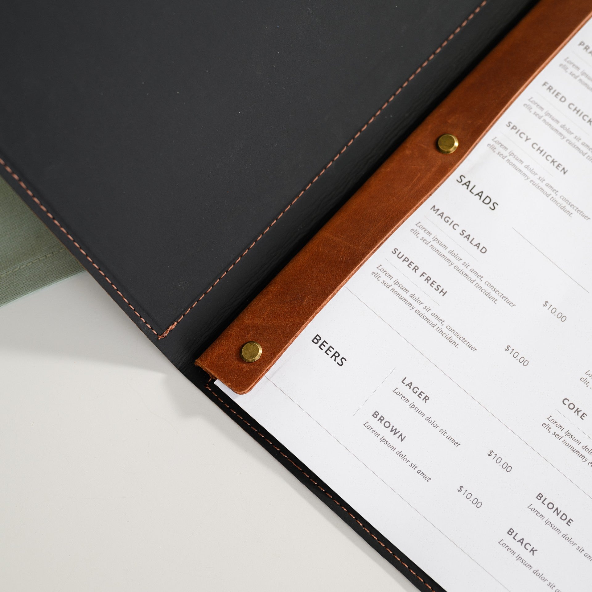 Leather Menu Hardcover suitable for A4 Sheets (LM12A4) - inkohoreca - shop