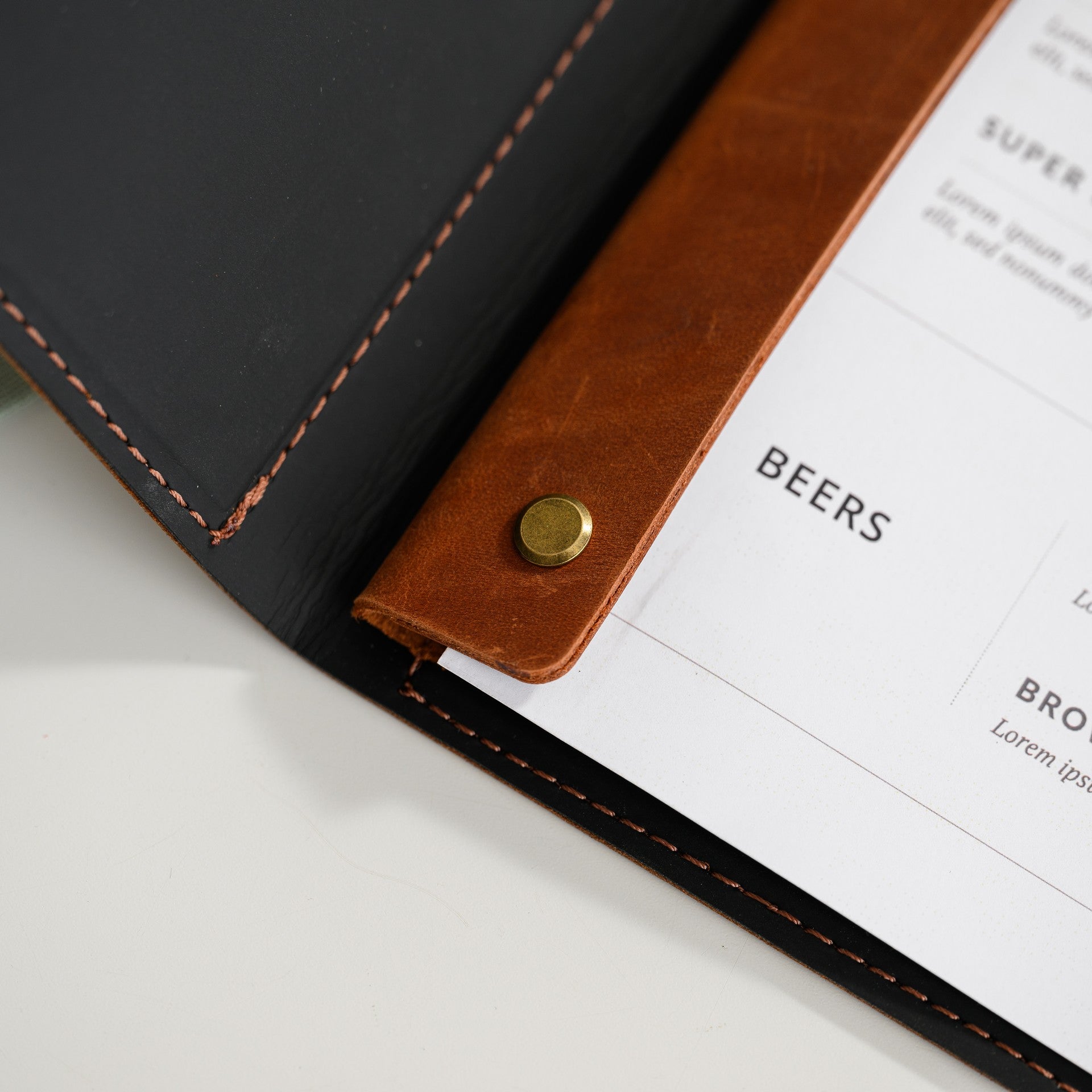 Leather Menu Hardcover suitable for A4 Sheets (LM12A4) - inkohoreca - shop