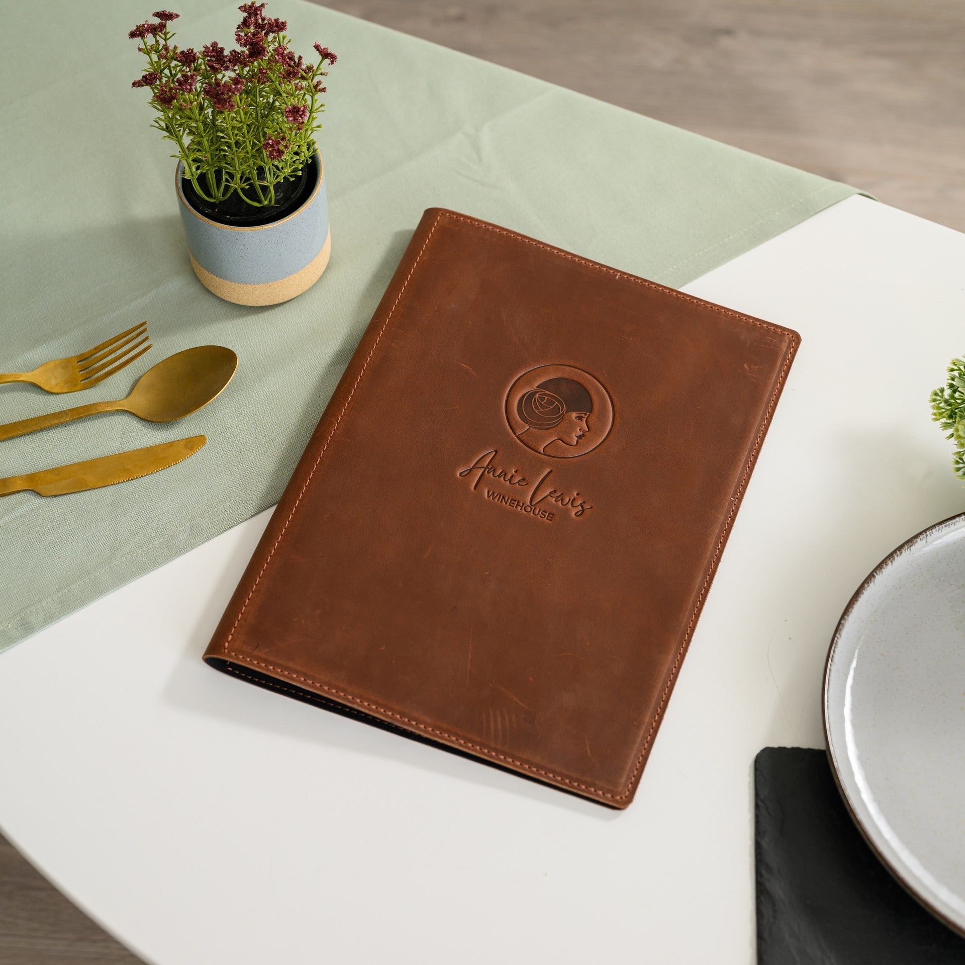 Leather Menu Hardcover suitable for A4 Sheets (LM12A4) - inkohoreca - shop