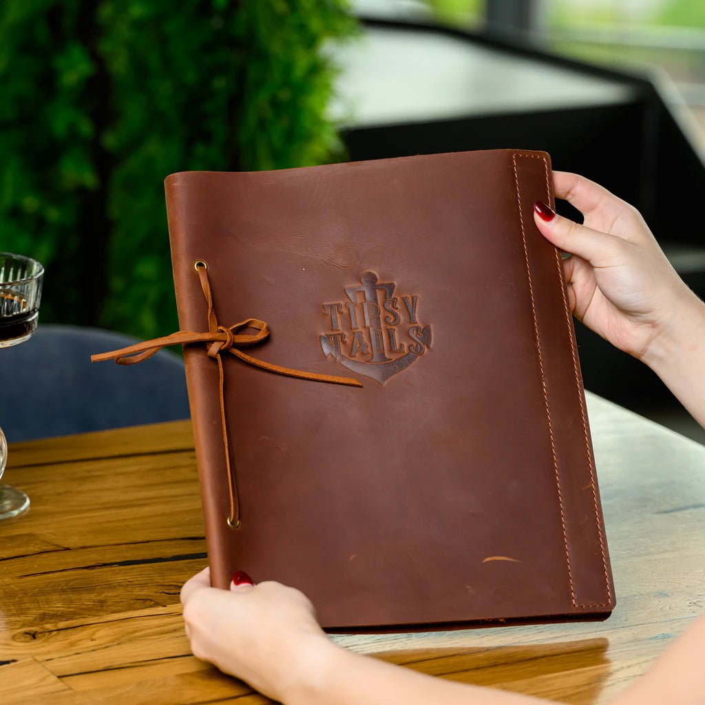 Leather Menu Holder with Lace Closure (LM05A2) - inkohoreca - shop