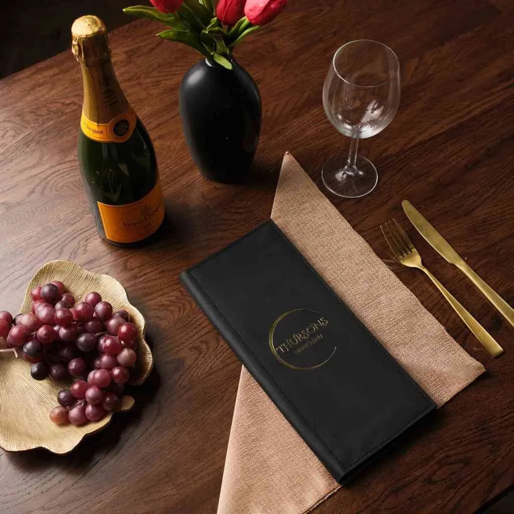 Leather Trifold Menu Holder with Three fields and Corner Mountings (LM15A2) - inkohoreca - shop