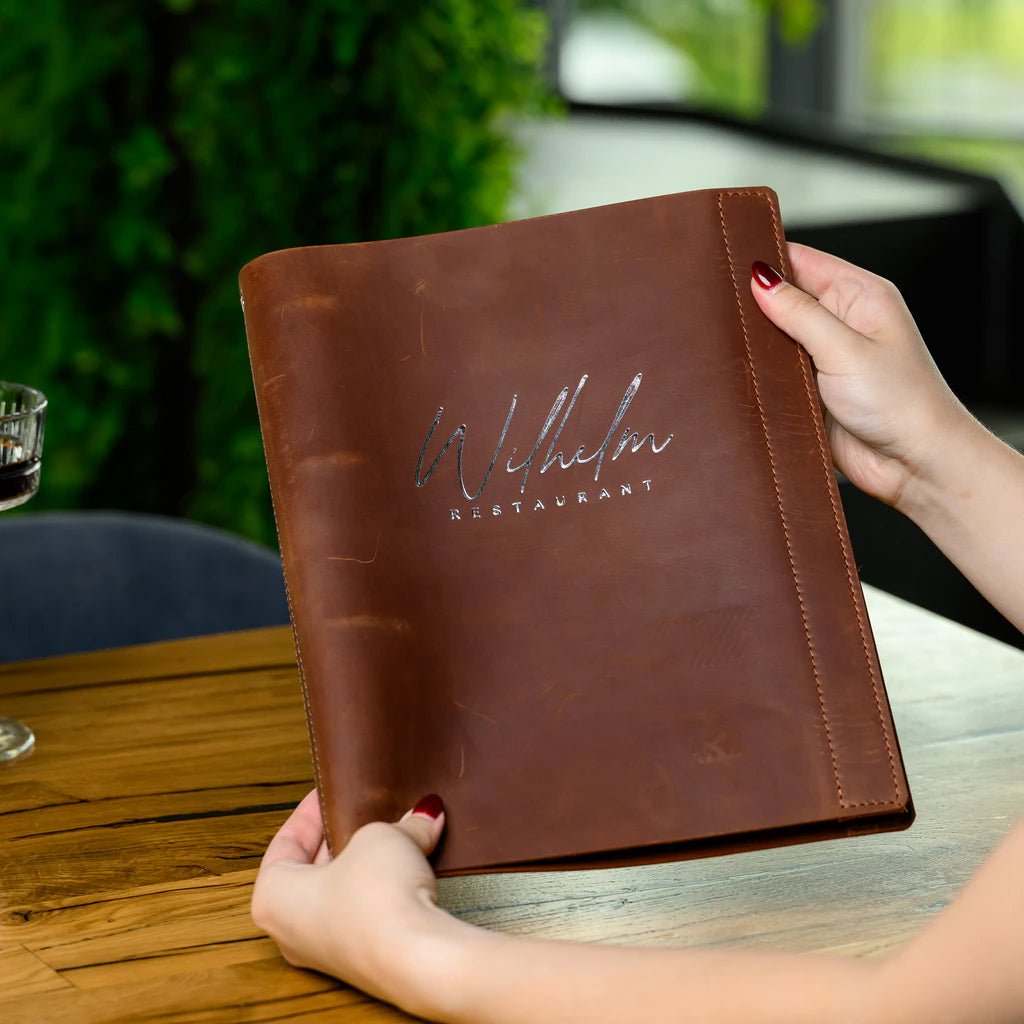 Menu Holder with Ring Binder Mechanism with Crazy Horse leather (LM01A2) - inkohoreca - shop