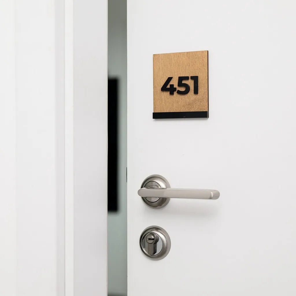 Minimalist Door Sign with Acryl and Plywood - inkohoreca - shop