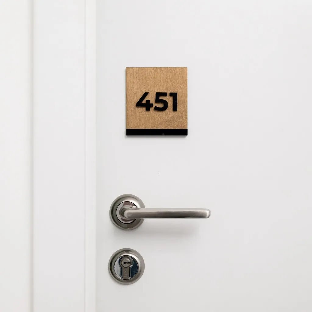 Minimalist Door Sign with Acryl and Plywood - inkohoreca - shop