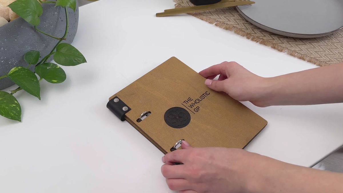Wooden menu cover with ring binder mechanism A5 format — InkoHoreca