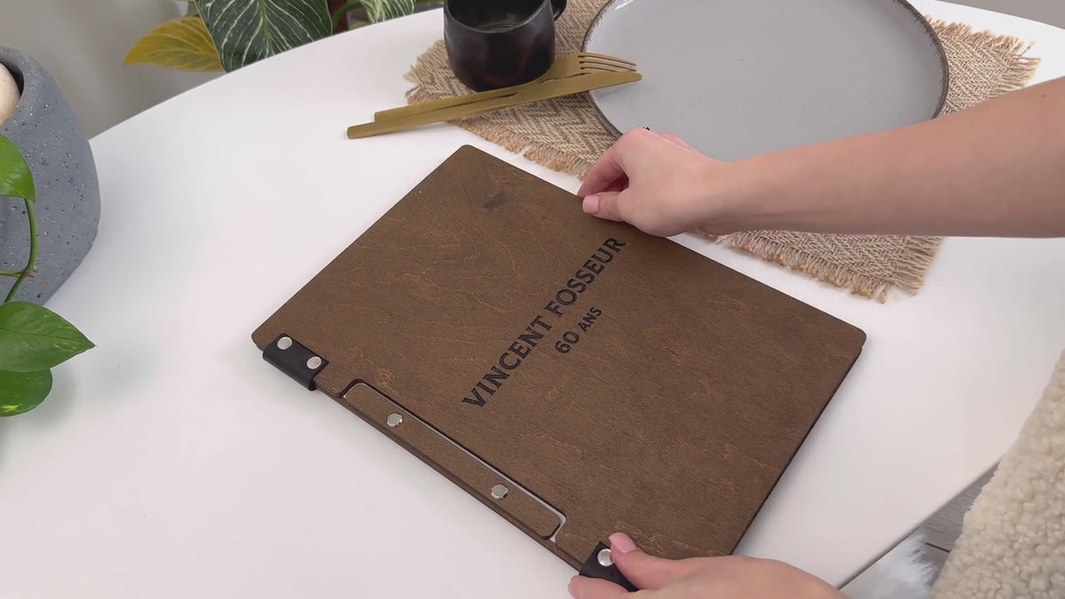Wooden menu cover with plank fixing A4 format — InkoHoreca