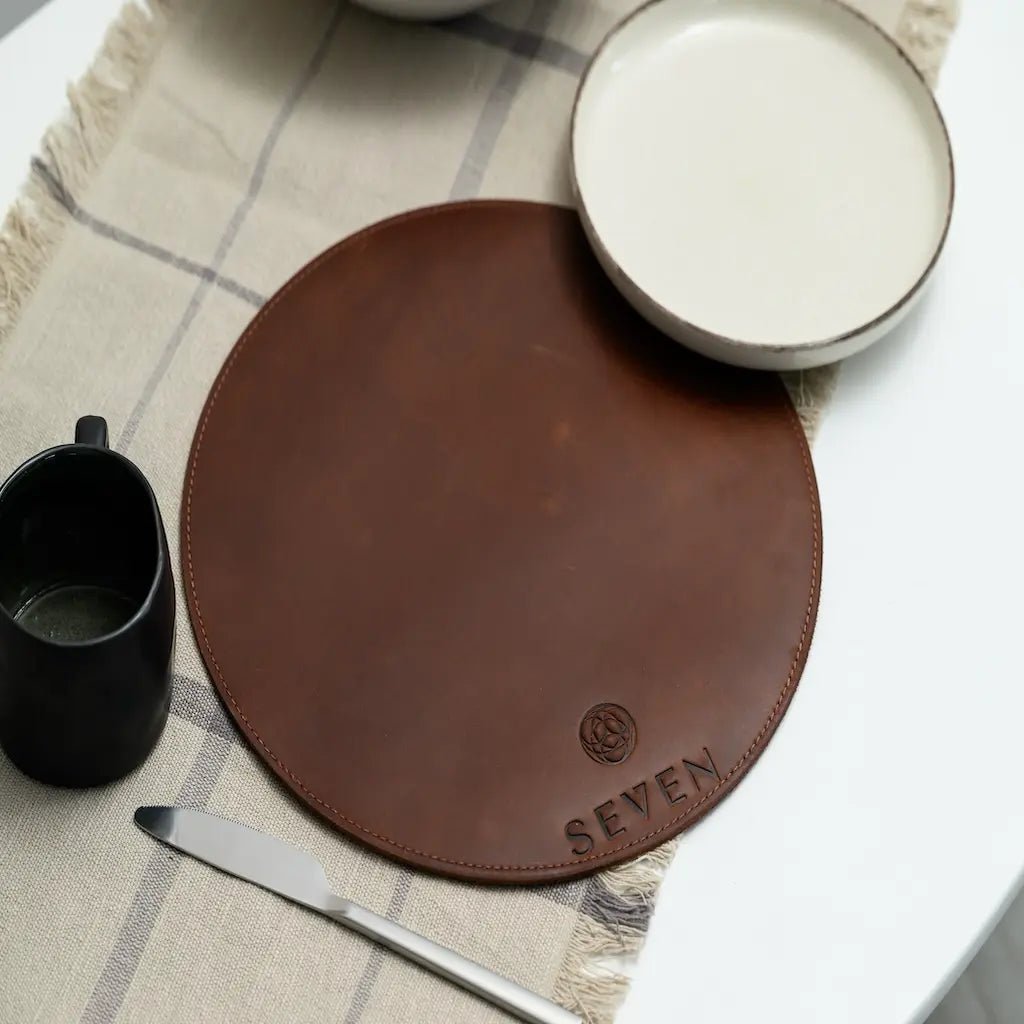 Round leather placemats for restaurants - Inko Horeca Accessories