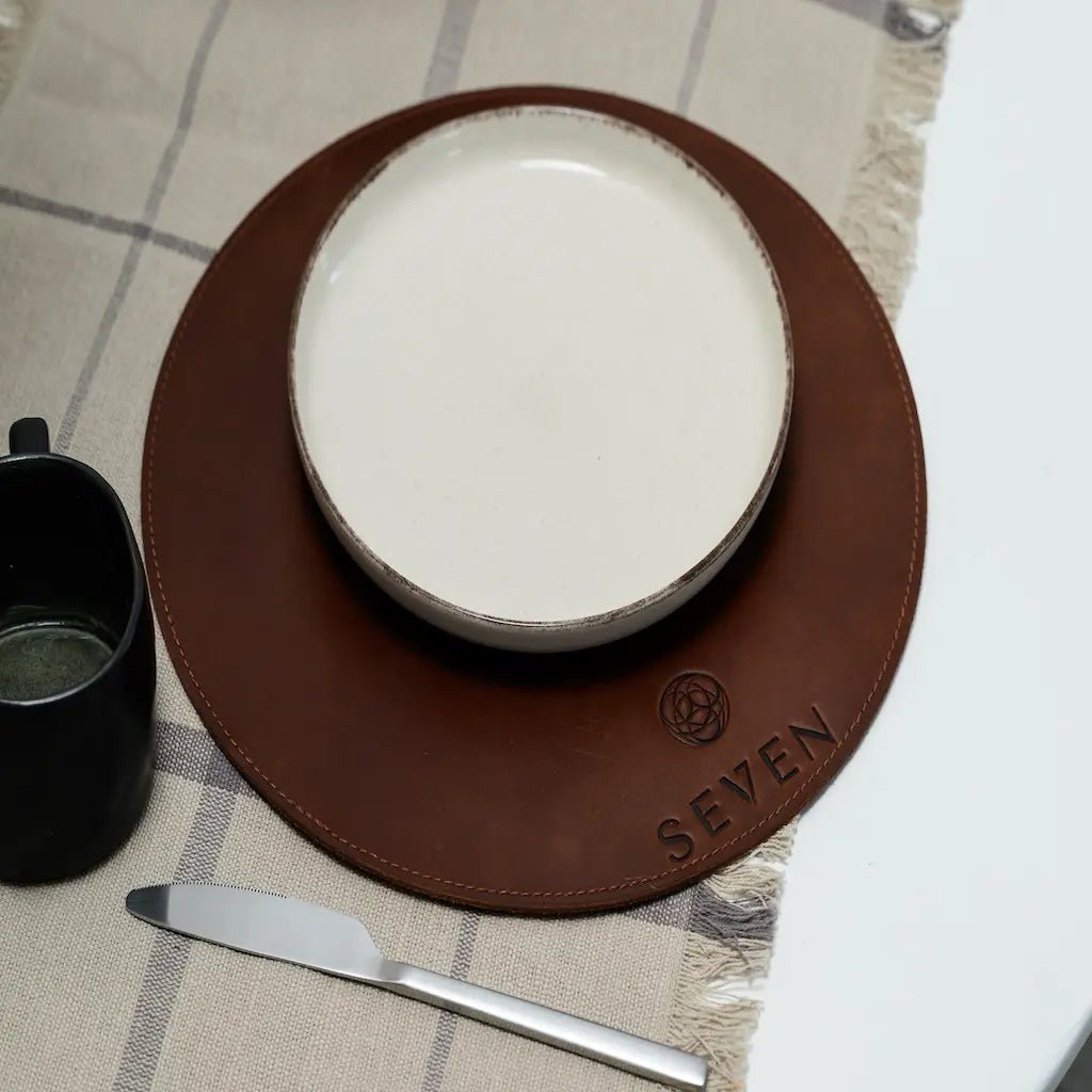 Round leather placemats for restaurants - Inko Horeca Accessories