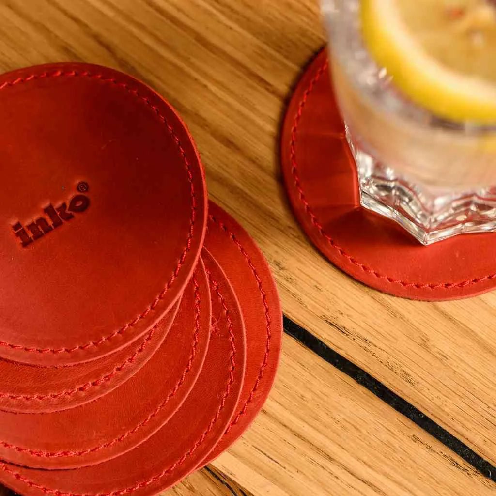 Round - shaped coasters from Crazy Horse Leather - inkohoreca - shop