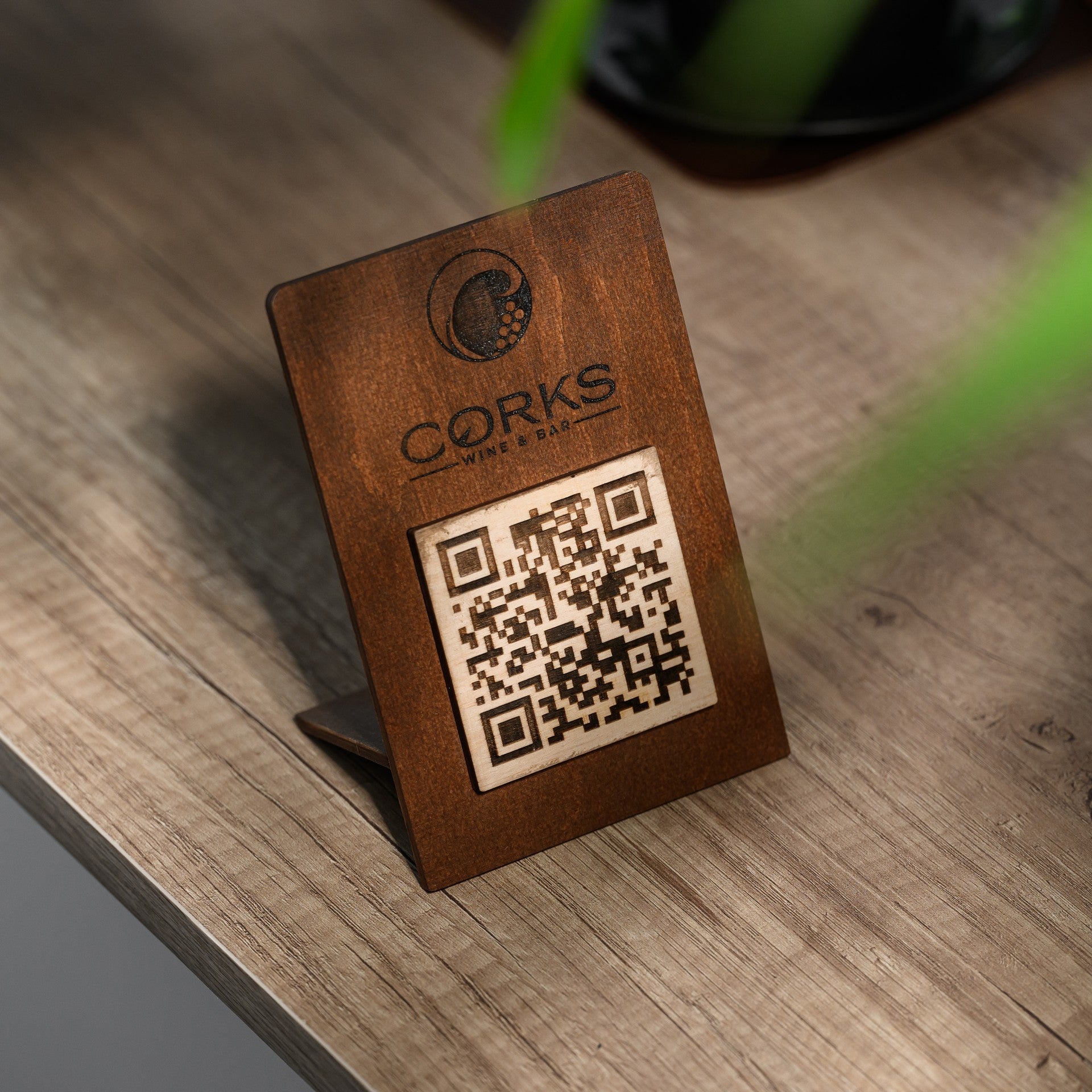 Simple Plywood Tabletop with QR Code Menu Sign (QP05) - inkohoreca - shop