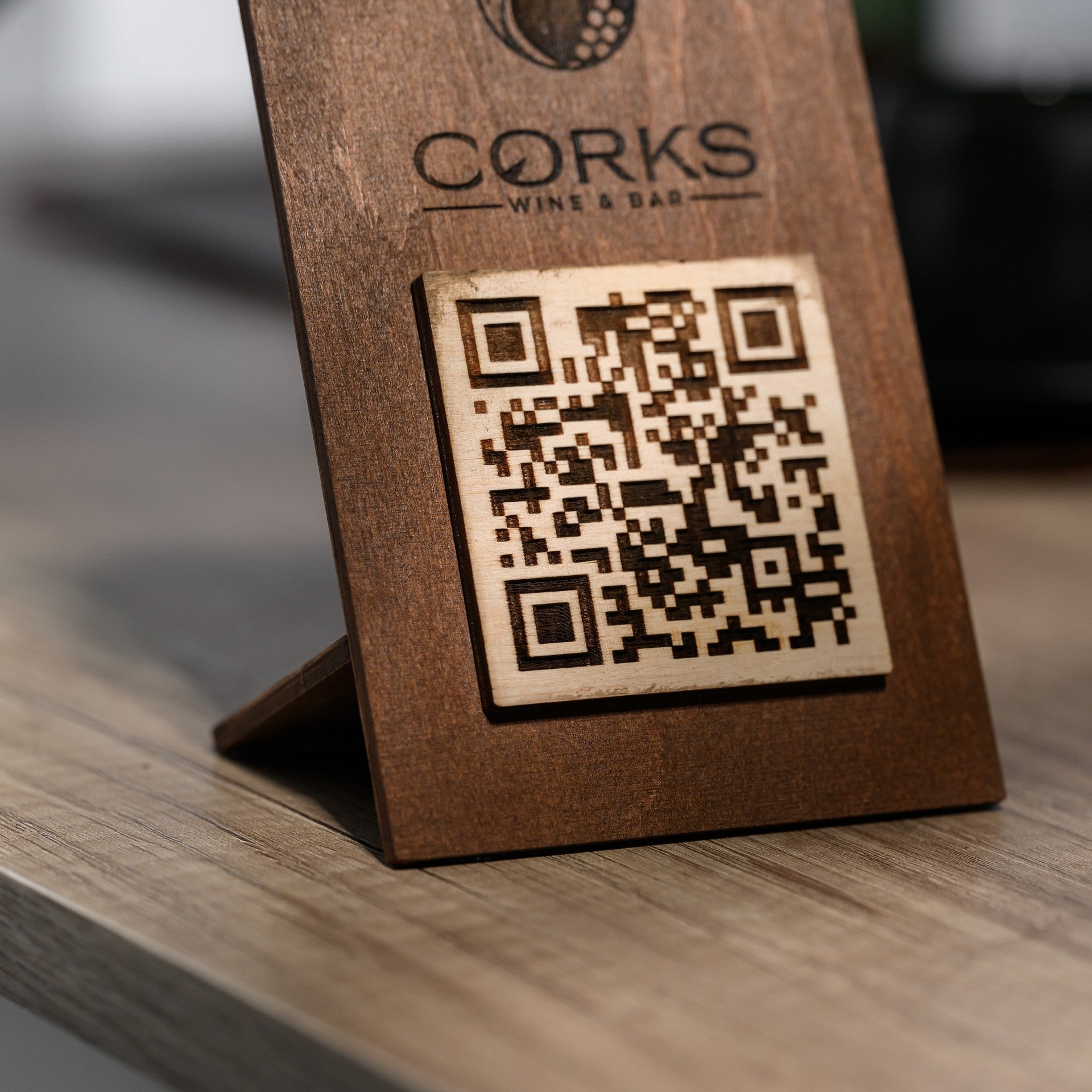 Simple Plywood Tabletop with QR Code Menu Sign (QP05) - inkohoreca - shop