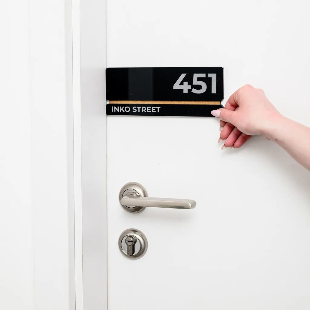 Street Number Door Sign with Acrylic and Plywood base- inkohoreca - shop