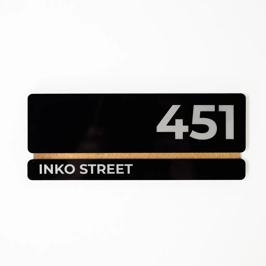 Street Number Door Sign with Acrylic and Plywood base- inkohoreca - shop