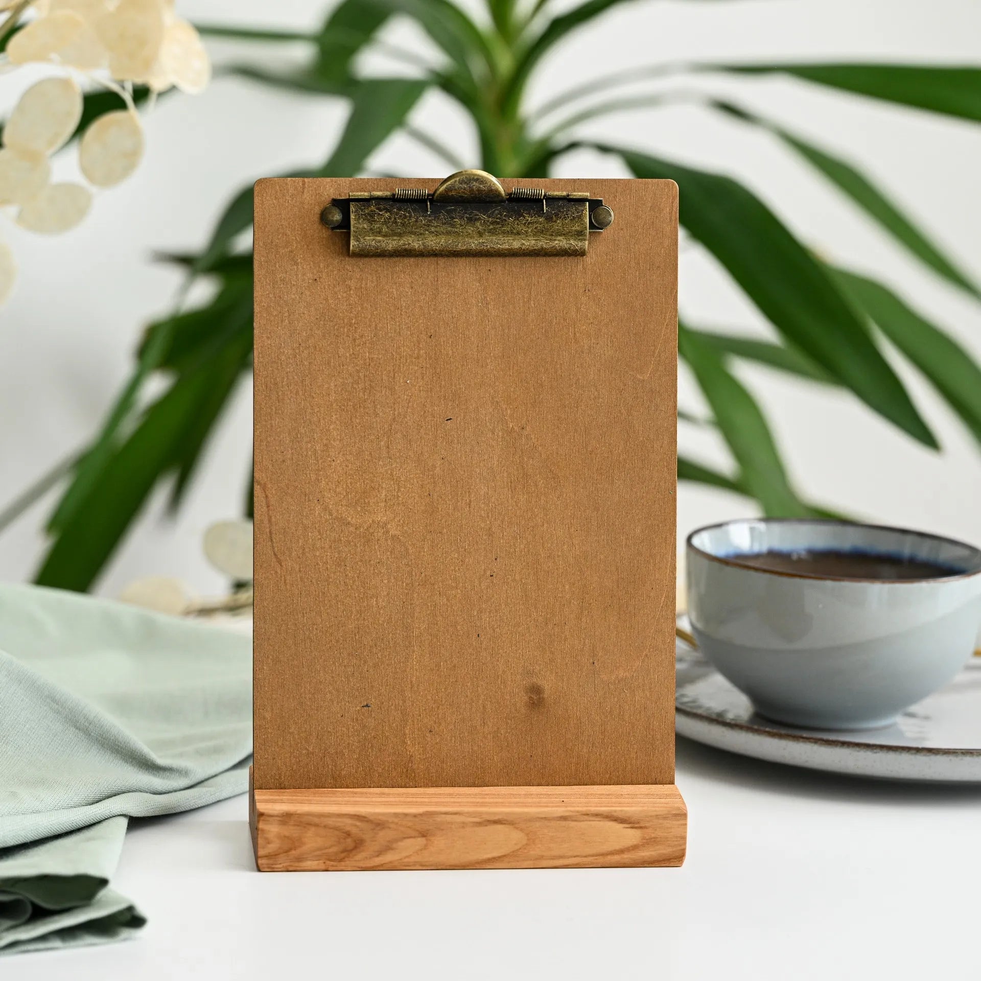 Table Stand Menu Holder for A5 Sheets with Brass Binder - inkohoreca - shop