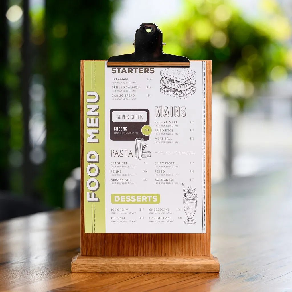 Table Stand Menu Holder with Silver Coloured Clip (TT410A5) - inkohoreca - shop