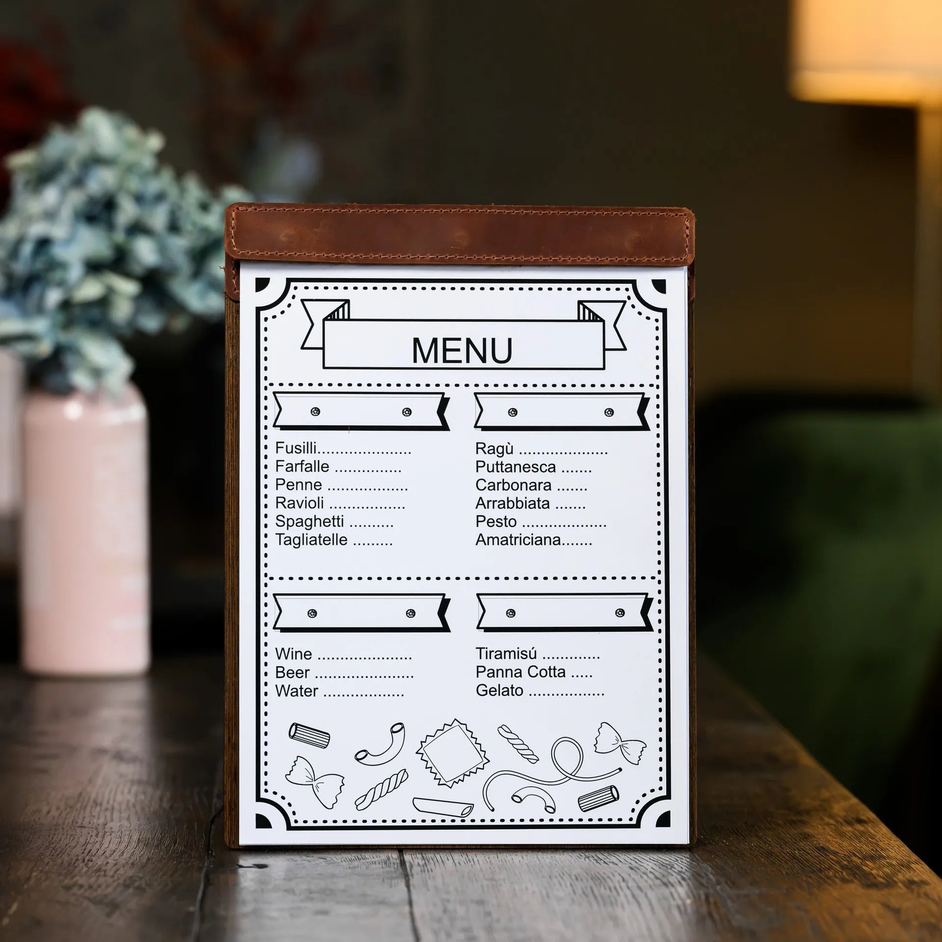 Veneered HDF Menu Board in Dark Walnut Colour - inkohoreca - shop