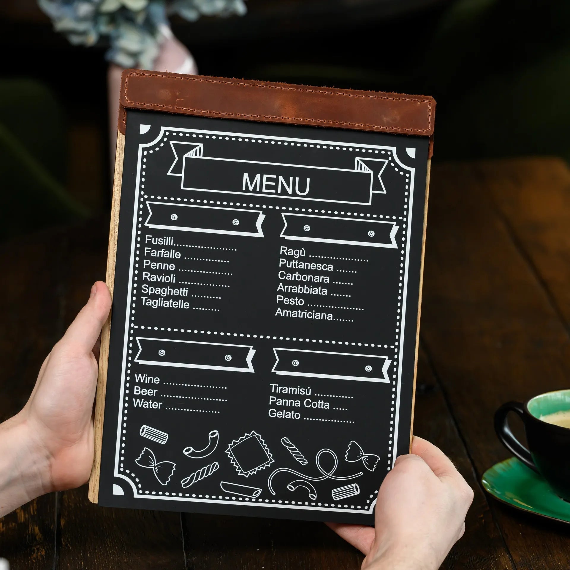 Veneered HDF Menu Board in Light Oak Colour - inkohoreca - shop