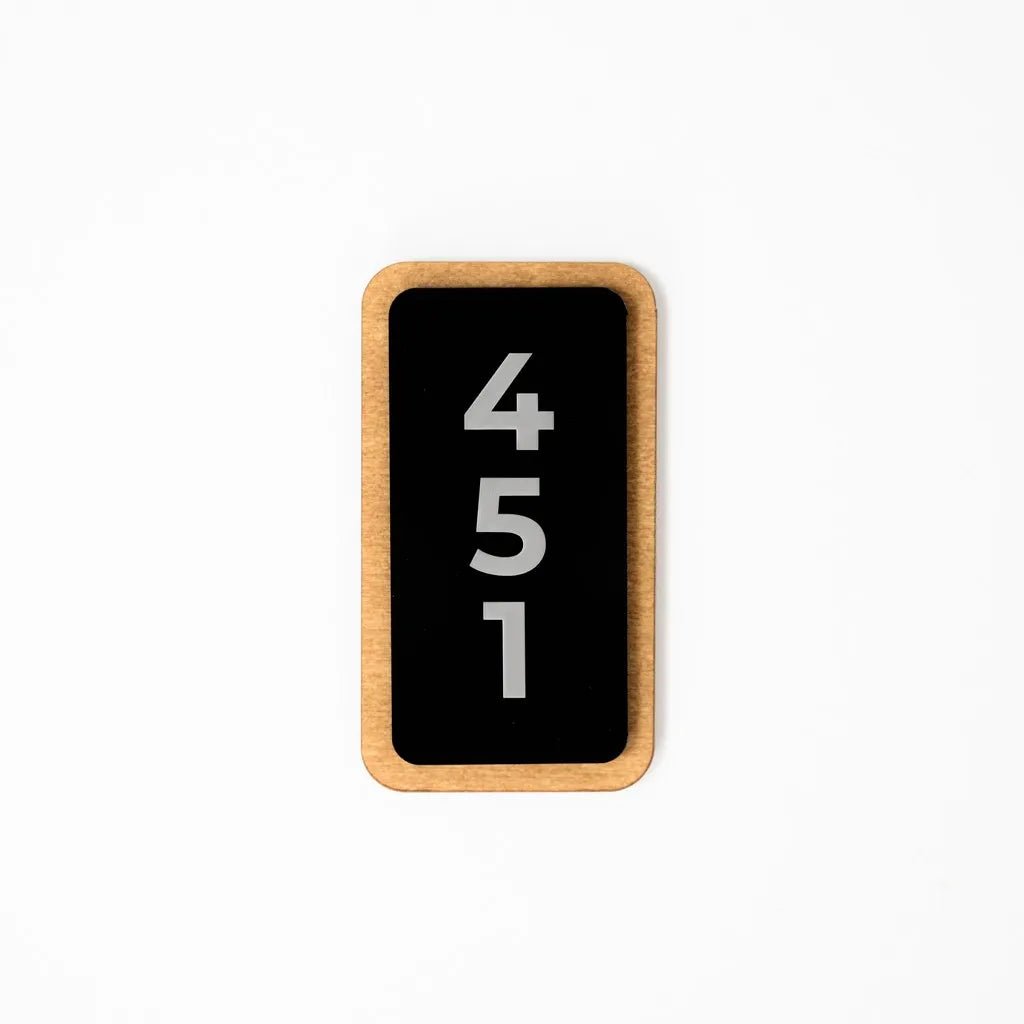 Vertical Room Number Sign with Acryl and Plywood base - inkohoreca - shop